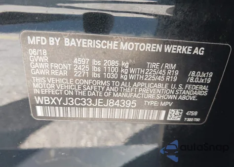 2018 BMW X2 Sdrive28I z USA, uszkodzony, nr VIN WBXYJ3C33JEJ84395